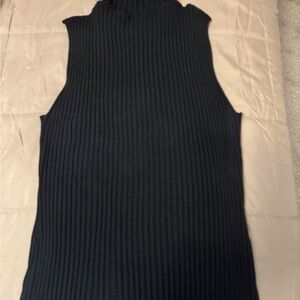 August Silk Black Ribbed Tank Top